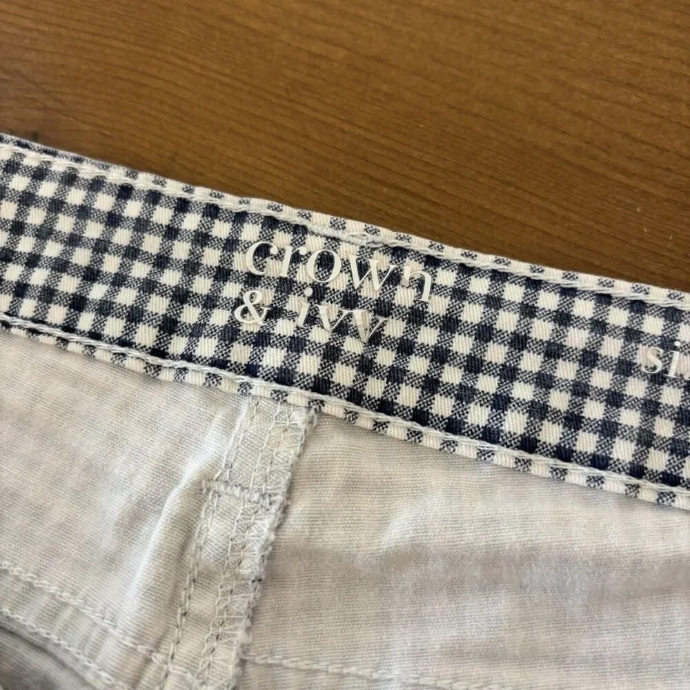 Crown & Ivy Womens 16 Hi Rise Skinny Blue White Gingham Pants Jeans_8
